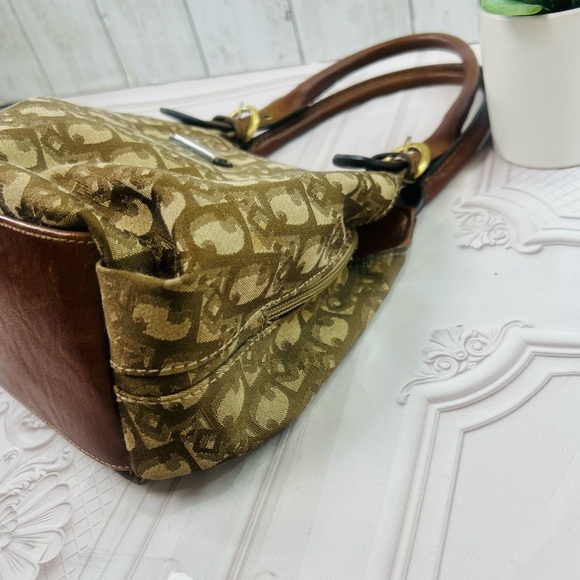 Y2K Rosetti Faux Leather Canvas Beige Tan And Brown Bag Multi Compartments small - Picture 9 of 13